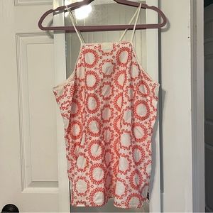 White and pink embroidered tank from banana republic milly collection